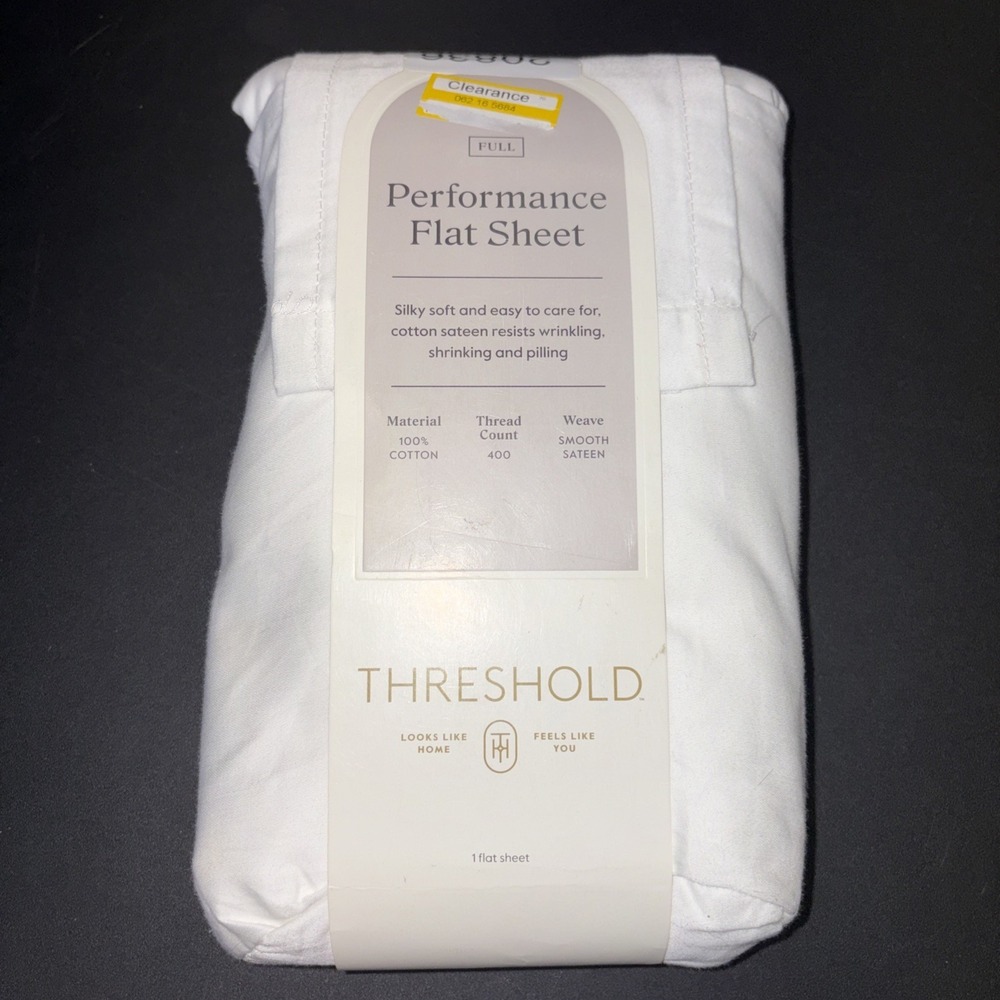Threshold Full Size 400 Thread Count Performance Flat Sheet - White 20836